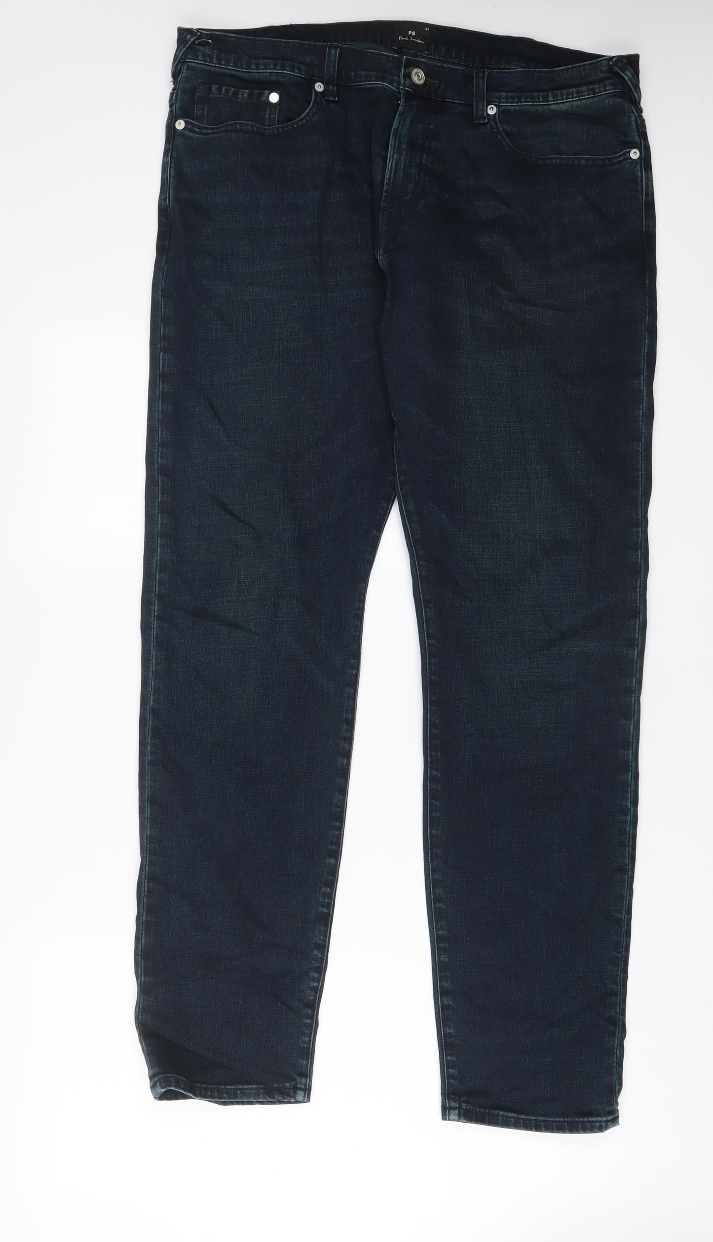 Paul Smith Mens Blue Cotton Straight Jeans Size 34 in L31 in Regular Zip
