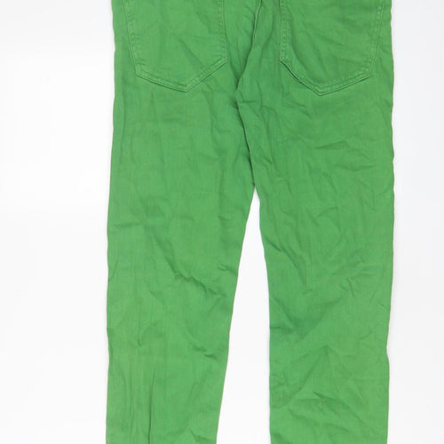 River Island Womens Green Cotton Straight Jeans Size 30 in L30 in Regular Zip