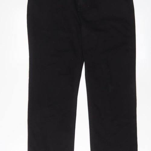 Marks and Spencer Womens Black Cotton Straight Jeans Size 14 L27 in Regular Zip