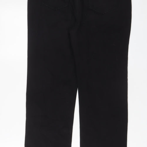 Marks and Spencer Womens Black Cotton Straight Jeans Size 14 L27 in Regular Zip