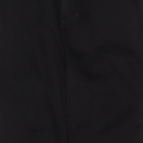 Marks and Spencer Womens Black Cotton Straight Jeans Size 14 L27 in Regular Zip