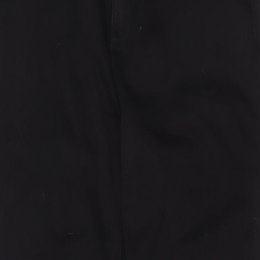 Marks and Spencer Womens Black Cotton Straight Jeans Size 14 L27 in Regular Zip