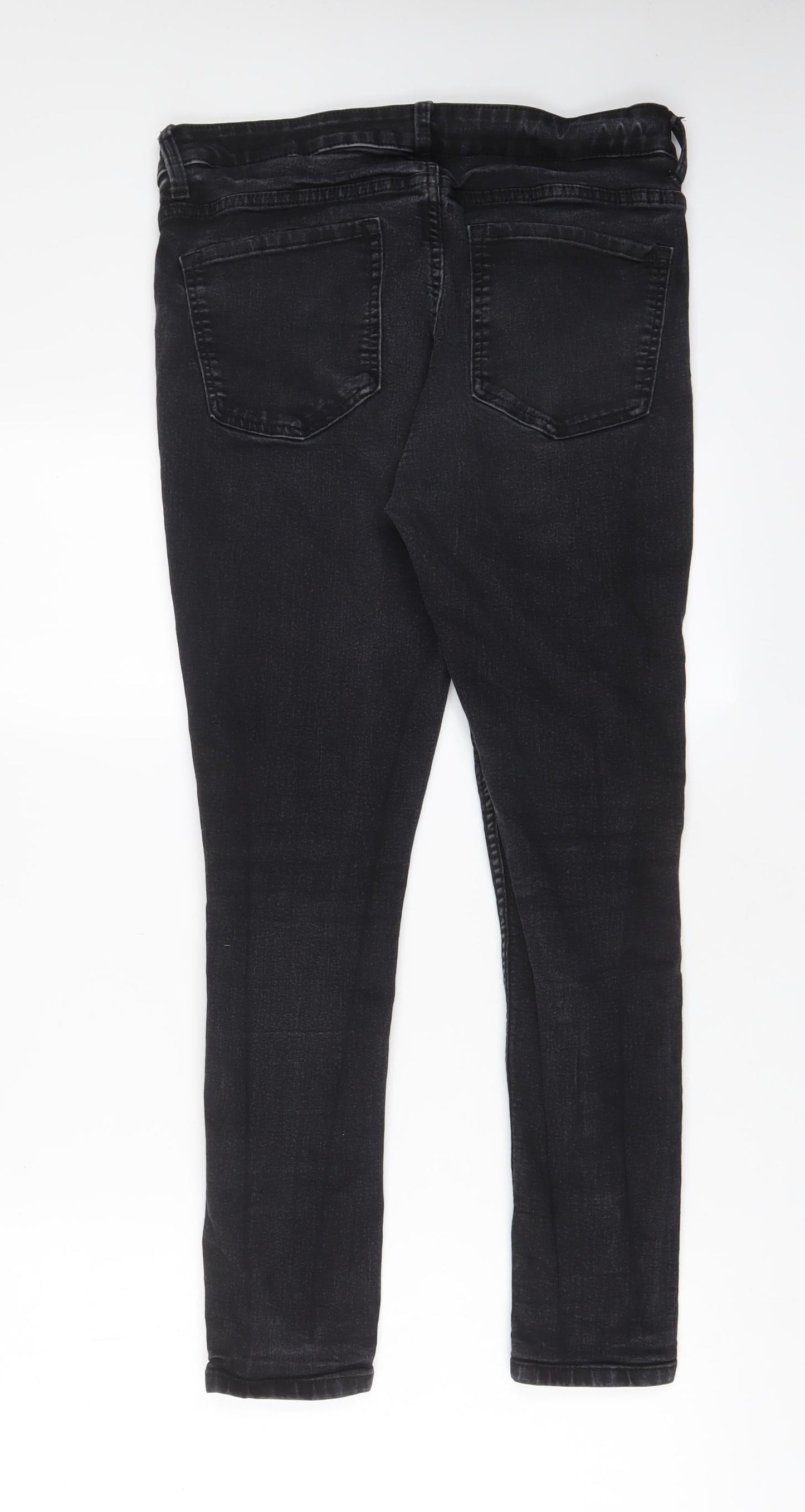 Marks and Spencer Womens Black Cotton Skinny Jeans Size 14 L27 in Regular Zip