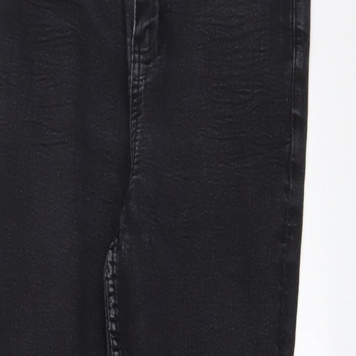 Marks and Spencer Womens Black Cotton Skinny Jeans Size 14 L27 in Regular Zip