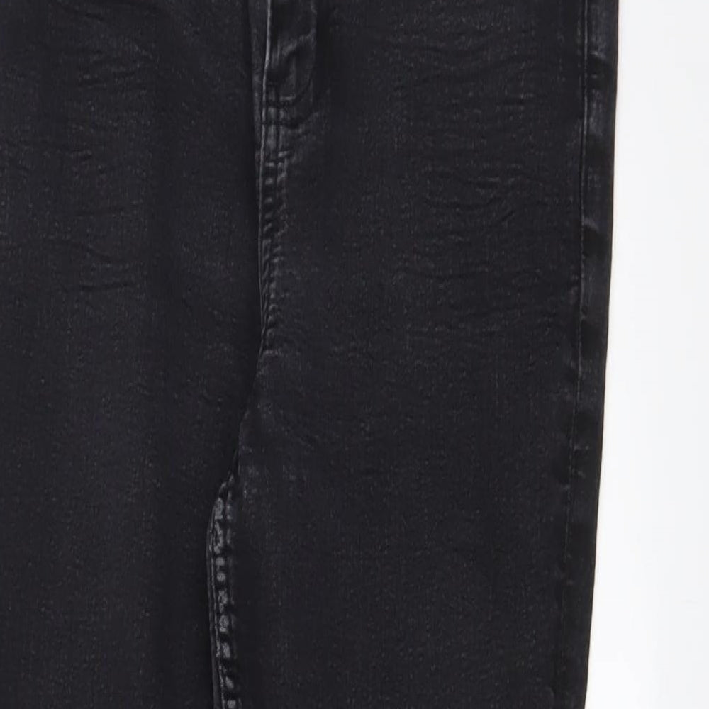 Marks and Spencer Womens Black Cotton Skinny Jeans Size 14 L27 in Regular Zip