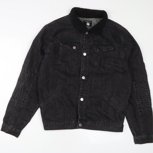 Boohoo Mens Grey Jacket Size M Button - Pockets