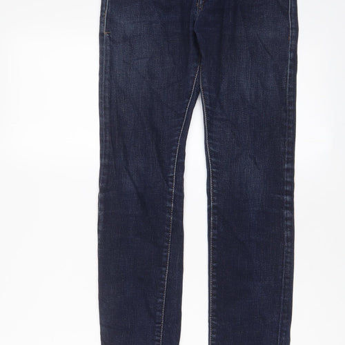 H&M Mens Blue Cotton Straight Jeans Size 28 in L32 in Slim Zip