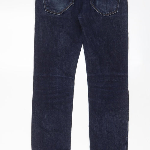 H&M Mens Blue Cotton Straight Jeans Size 28 in L32 in Slim Zip