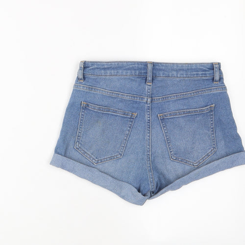 H&M Womens Blue Cotton Basic Shorts Size 4 Regular Zip