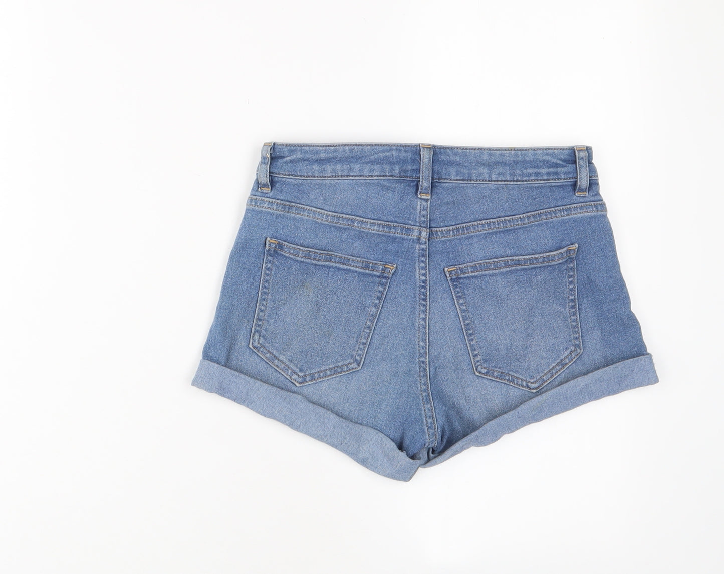 H&M Womens Blue Cotton Basic Shorts Size 4 Regular Zip