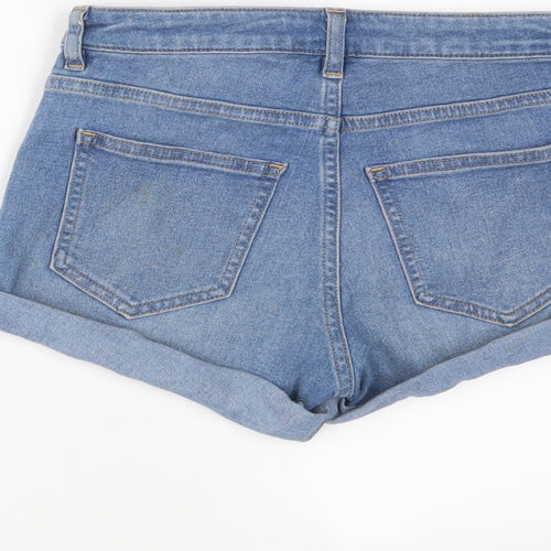 H&M Womens Blue Cotton Basic Shorts Size 4 Regular Zip