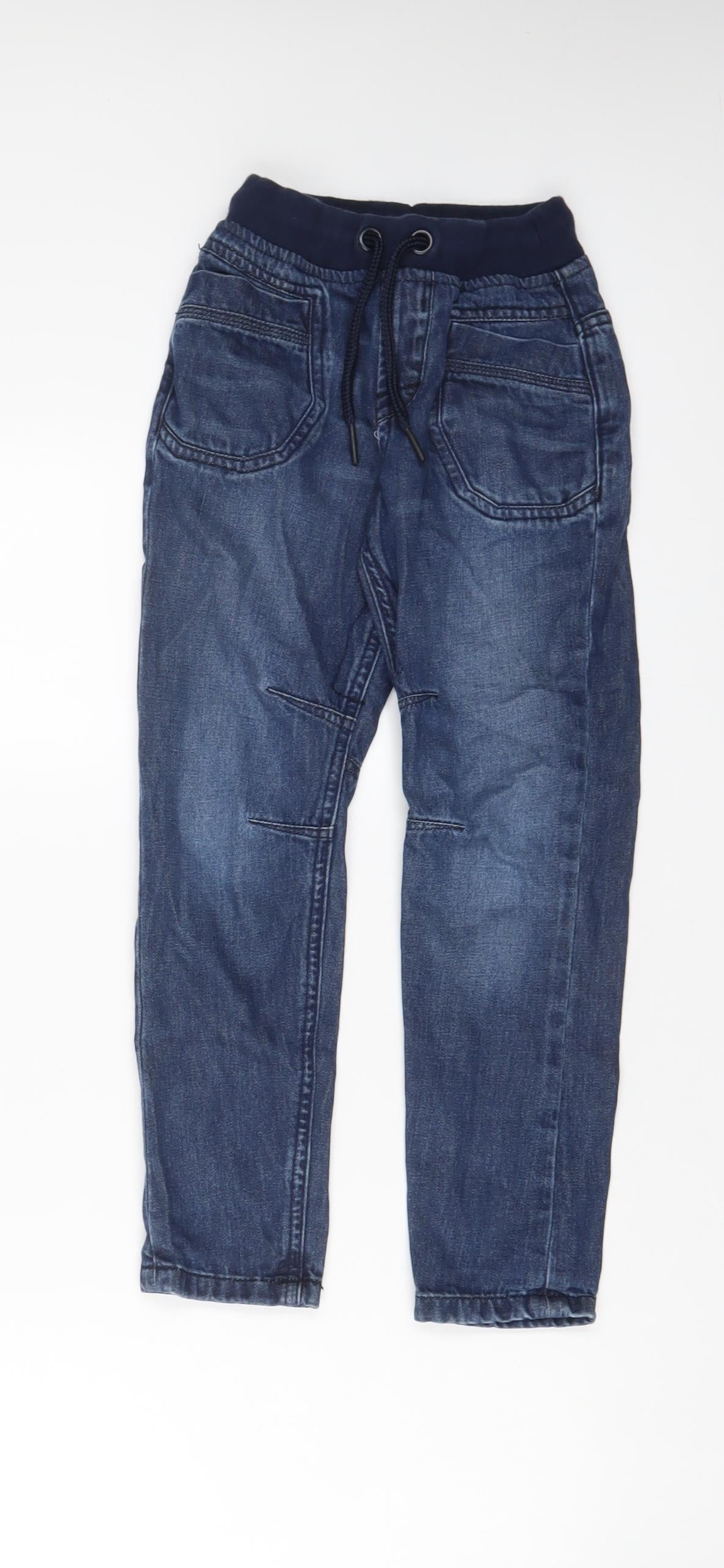 George Boys Blue Cotton Straight Jeans Size 7-8 Years Regular Drawstring