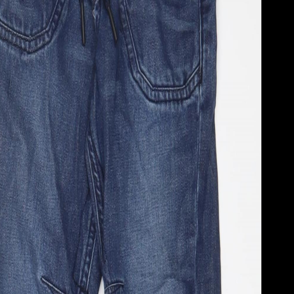 George Boys Blue Cotton Straight Jeans Size 7-8 Years Regular Drawstring