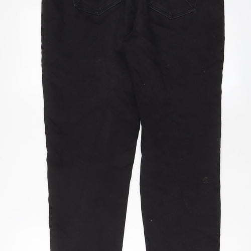 Matalan Womens Black Cotton Straight Jeans Size 16 L30 in Regular Zip
