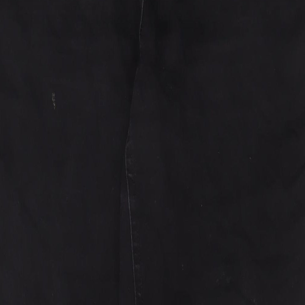Matalan Womens Black Cotton Straight Jeans Size 16 L30 in Regular Zip