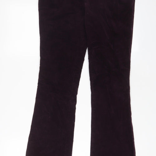 Marks and Spencer Womens Purple Cotton Trousers Size 30 in L28 in Regular Zip