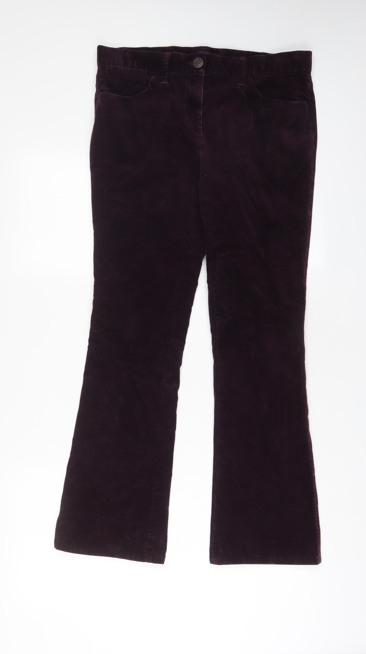 Marks and Spencer Womens Purple Cotton Trousers Size 30 in L28 in Regular Zip