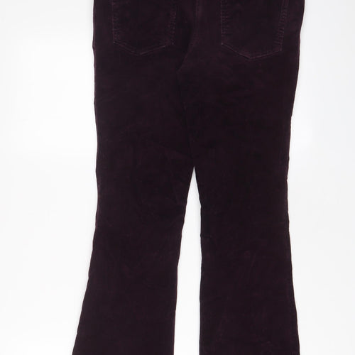 Marks and Spencer Womens Purple Cotton Trousers Size 30 in L28 in Regular Zip