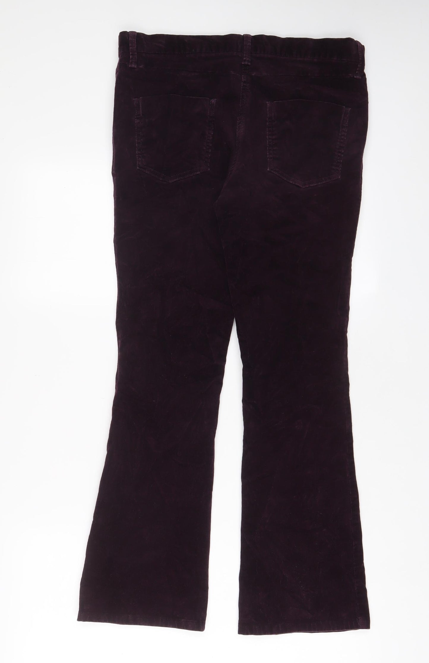Marks and Spencer Womens Purple Cotton Trousers Size 30 in L28 in Regular Zip