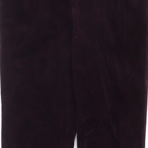Marks and Spencer Womens Purple Cotton Trousers Size 30 in L28 in Regular Zip