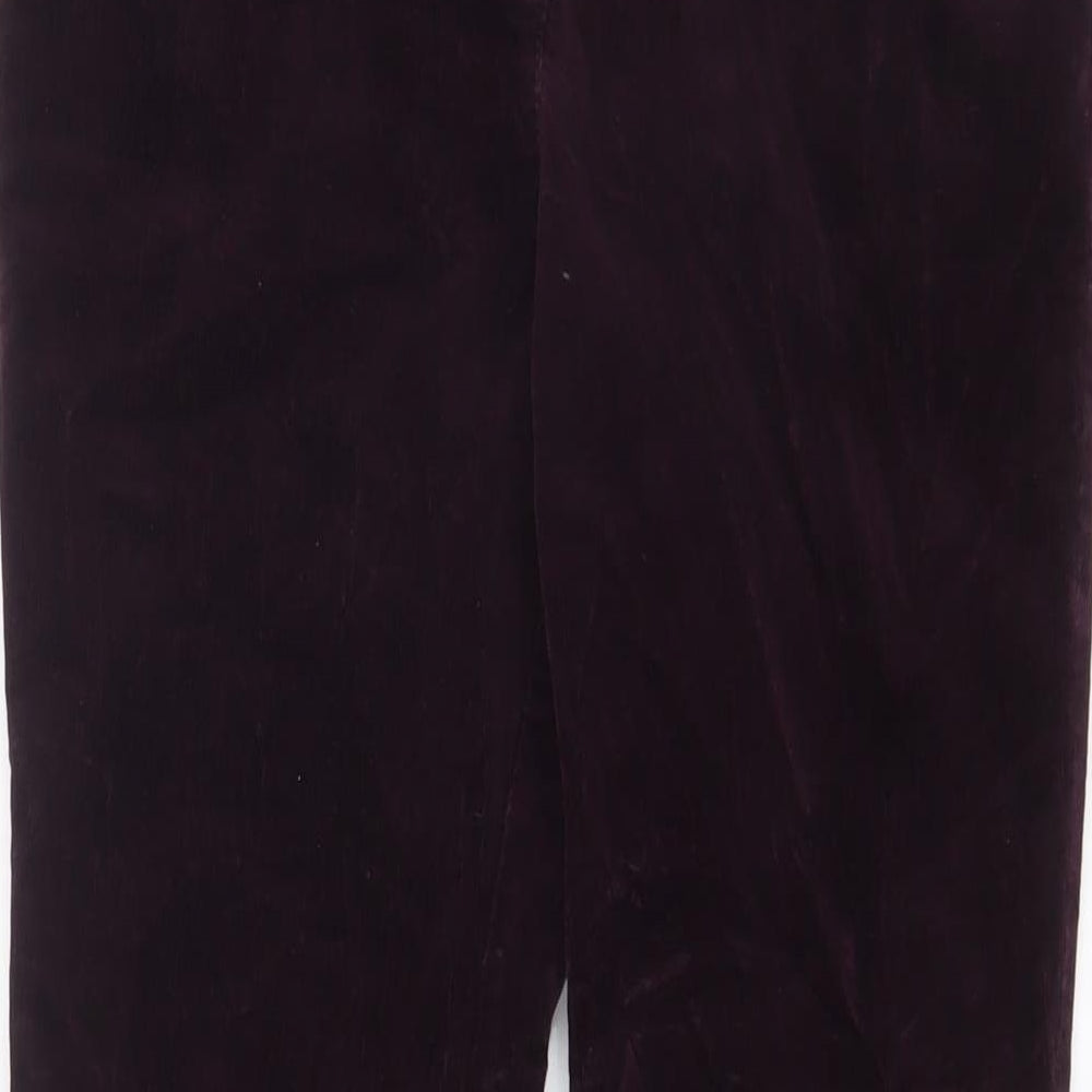 Marks and Spencer Womens Purple Cotton Trousers Size 30 in L28 in Regular Zip