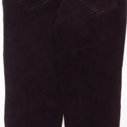 Marks and Spencer Womens Purple Cotton Trousers Size 30 in L28 in Regular Zip