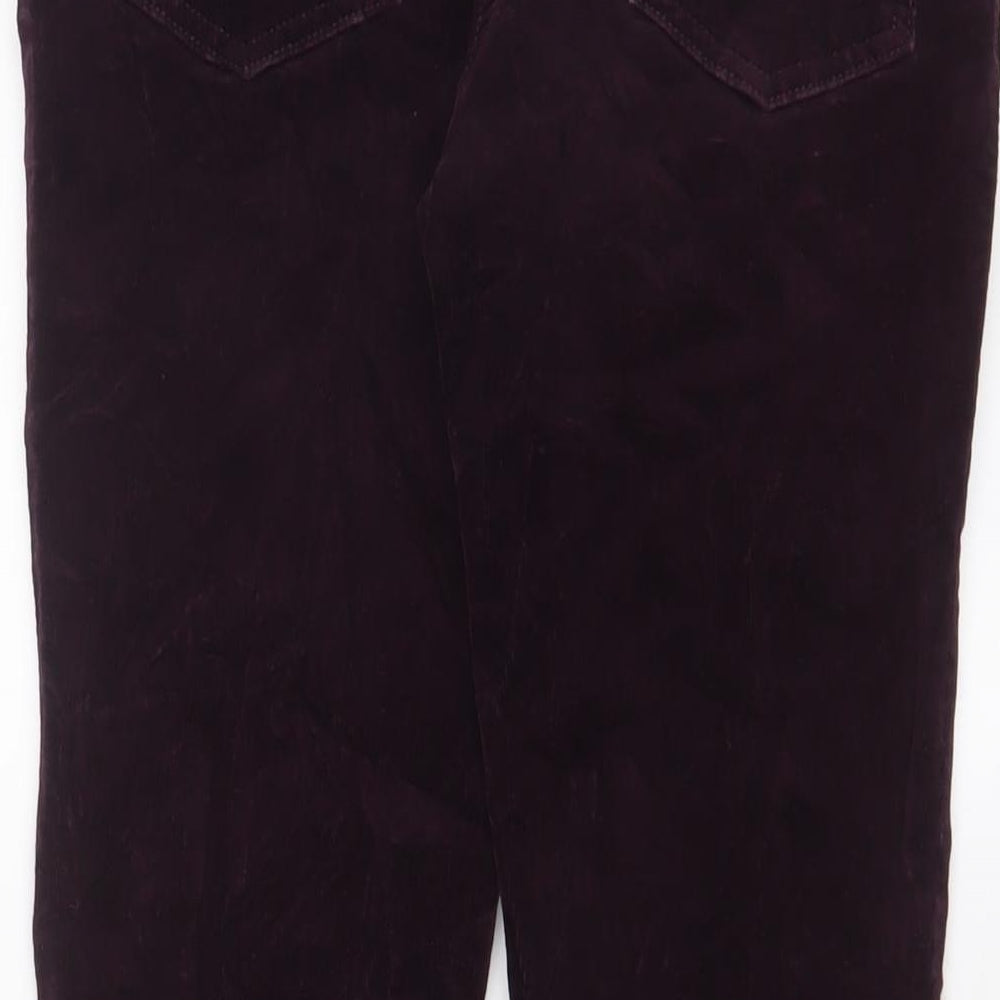 Marks and Spencer Womens Purple Cotton Trousers Size 30 in L28 in Regular Zip
