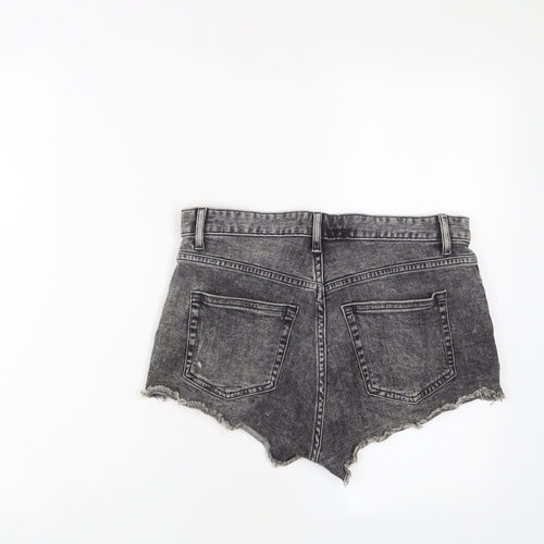 H&M Womens Grey Cotton Hot Pants Shorts Size 8 Regular Zip