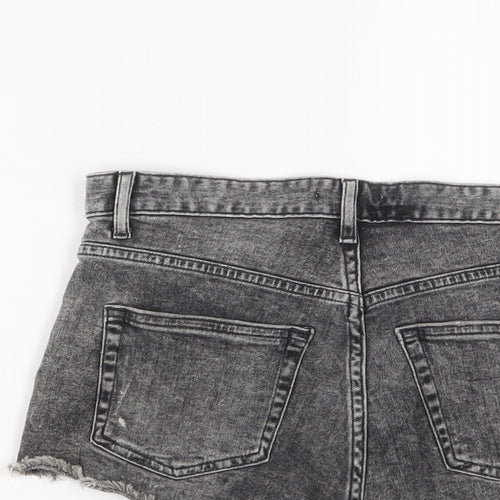 H&M Womens Grey Cotton Hot Pants Shorts Size 8 Regular Zip