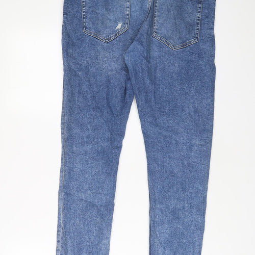 Bershka Womens Blue Cotton Skinny Jeans Size 32 in L29 in Regular Zip