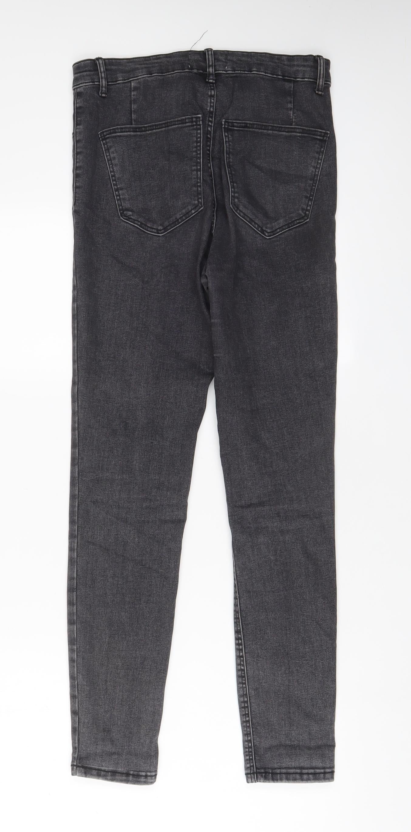 Zara Womens Grey Cotton Skinny Jeans Size 10 L28 in Regular Zip