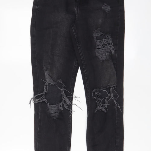 Denim & Co. Womens Black Cotton Straight Jeans Size 4 L28 in Regular Zip