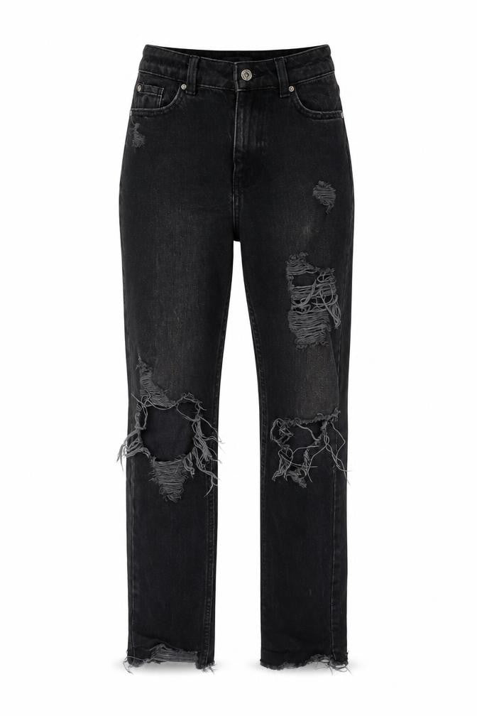 Denim & Co. Womens Black Cotton Straight Jeans Size 4 L28 in Regular Zip