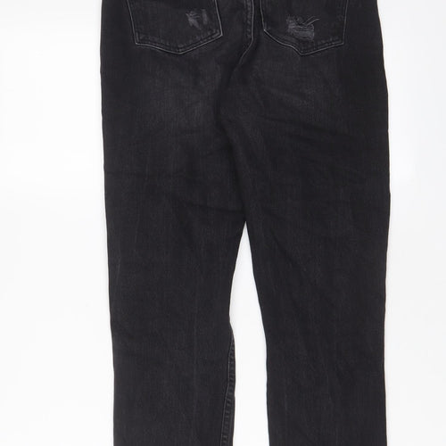 Denim & Co. Womens Black Cotton Straight Jeans Size 4 L28 in Regular Zip