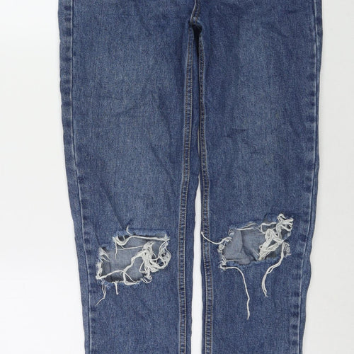 Topshop Womens Blue Cotton Mom Jeans Size 26 L34 in Regular Zip