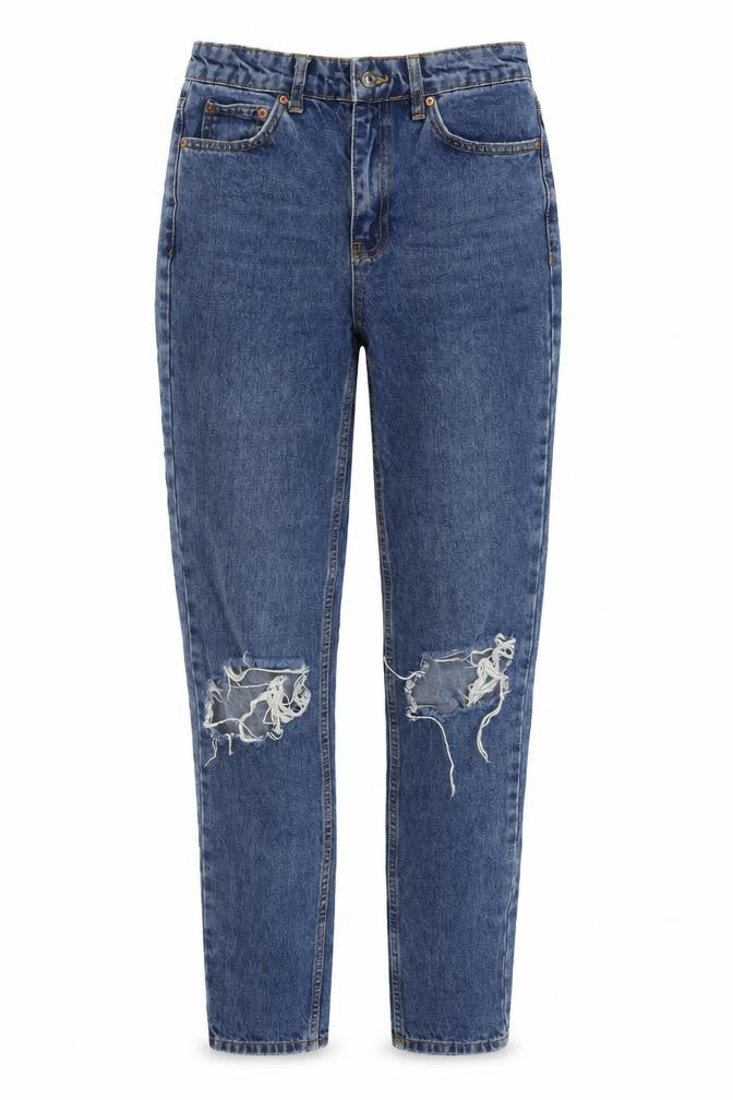 Topshop Womens Blue Cotton Mom Jeans Size 26 L34 in Regular Zip
