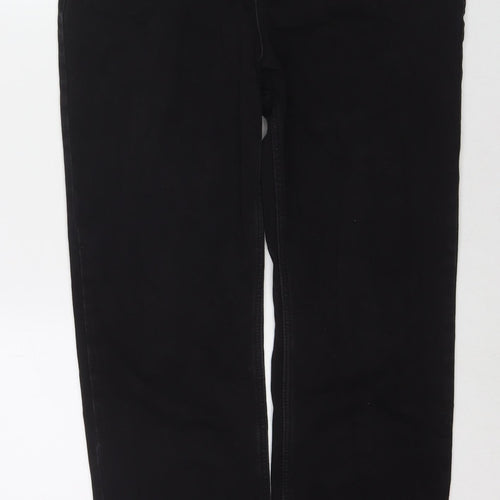 Marks and Spencer Womens Black Cotton Straight Jeans Size 16 L28 in Regular Zip