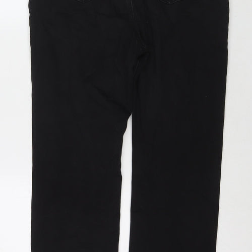 Marks and Spencer Womens Black Cotton Straight Jeans Size 16 L28 in Regular Zip