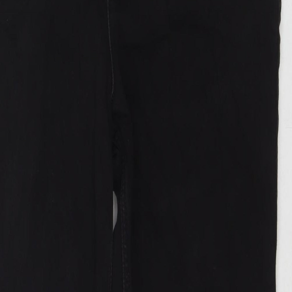 Marks and Spencer Womens Black Cotton Straight Jeans Size 16 L28 in Regular Zip