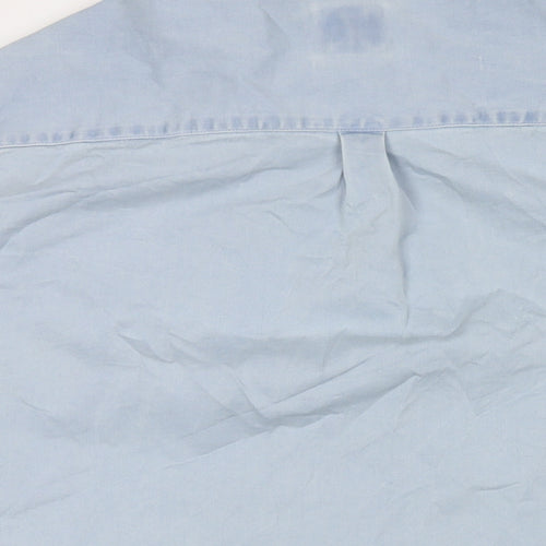 River Island Mens Blue Cotton Button-Up Size 2XL Collared Button