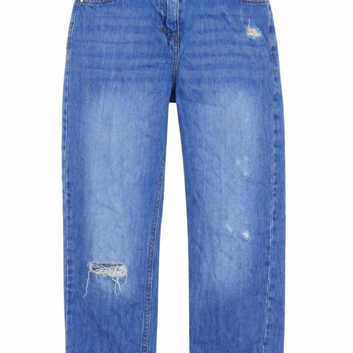 NEXT Girls Blue Cotton Straight Jeans Size 9 Years L21 in Regular Zip