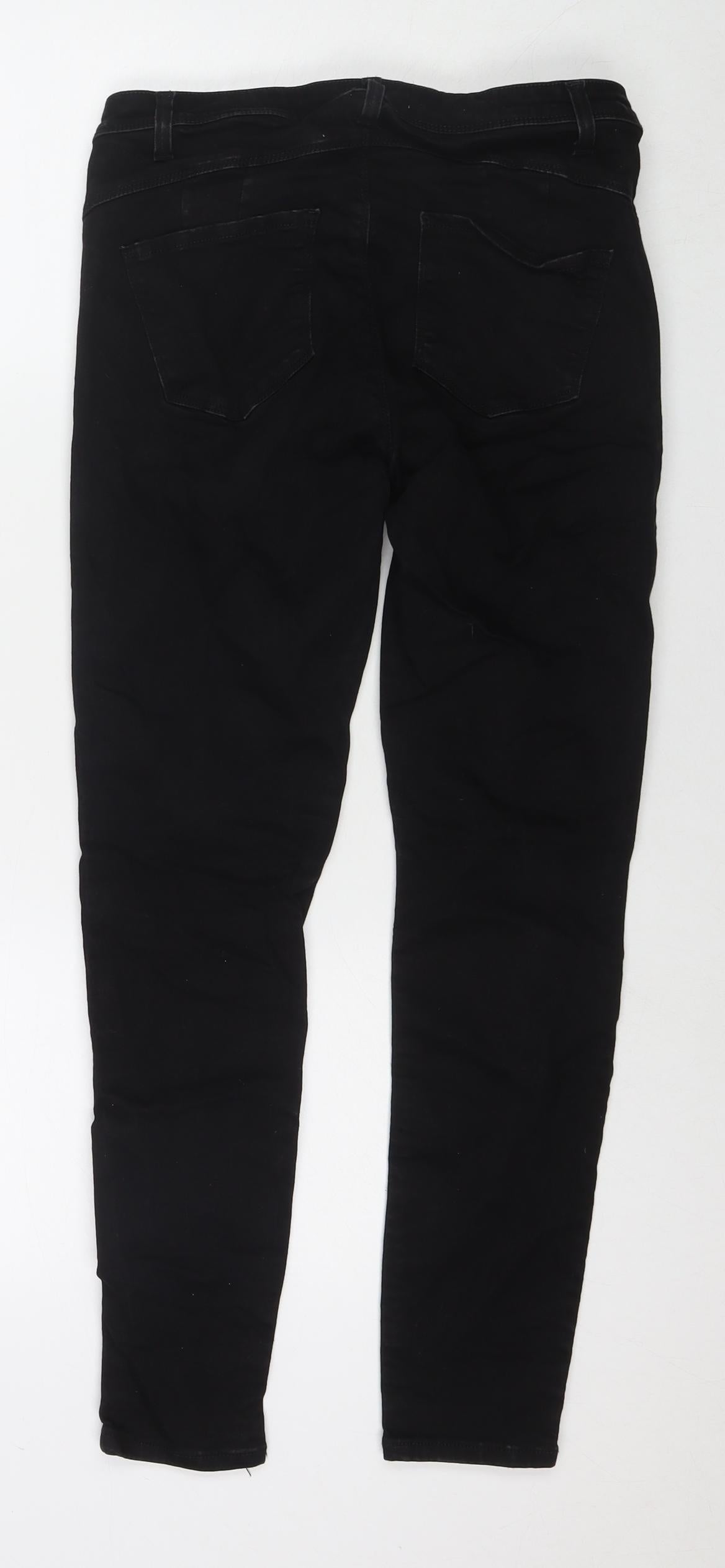 Denim & Co. Womens Black Cotton Skinny Jeans Size 14 L26 in Regular Zip