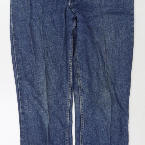 St Michael Womens Blue Cotton Straight Jeans Size 12 L27 in Regular Zip