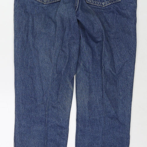 St Michael Womens Blue Cotton Straight Jeans Size 12 L27 in Regular Zip