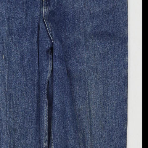 St Michael Womens Blue Cotton Straight Jeans Size 12 L27 in Regular Zip