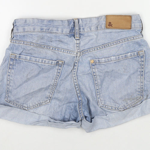 H&M Womens Blue Cotton Boyfriend Shorts Size 4 L3 in Regular Zip