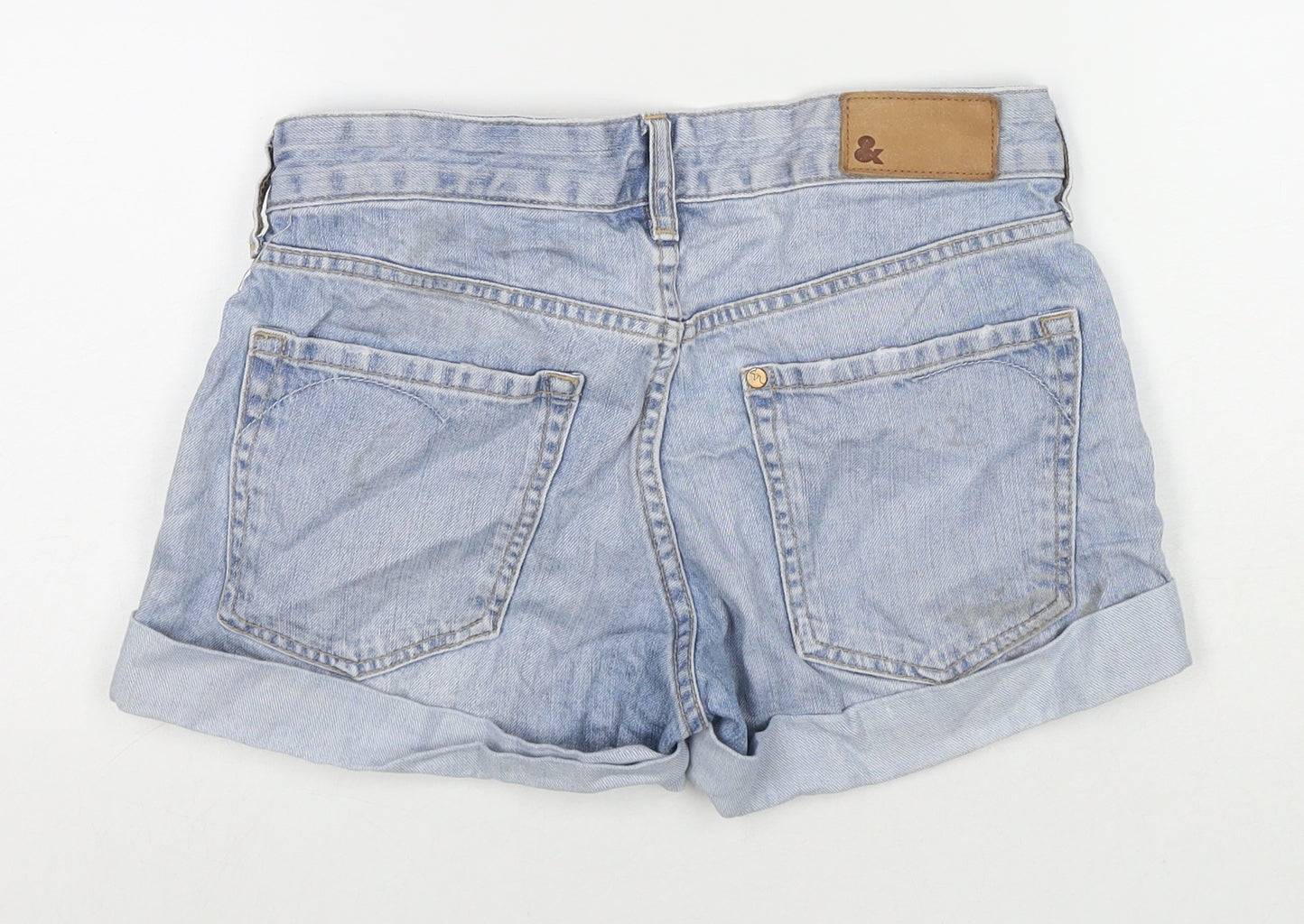 H&M Womens Blue Cotton Boyfriend Shorts Size 4 L3 in Regular Zip