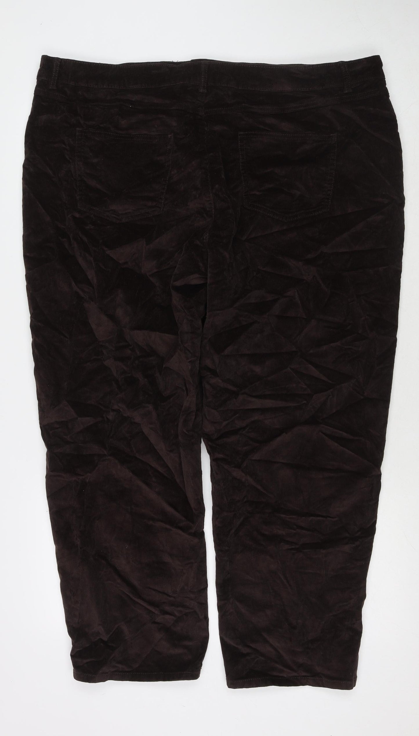 TU Womens Brown Cotton Trousers Size 22 L27 in Regular Zip