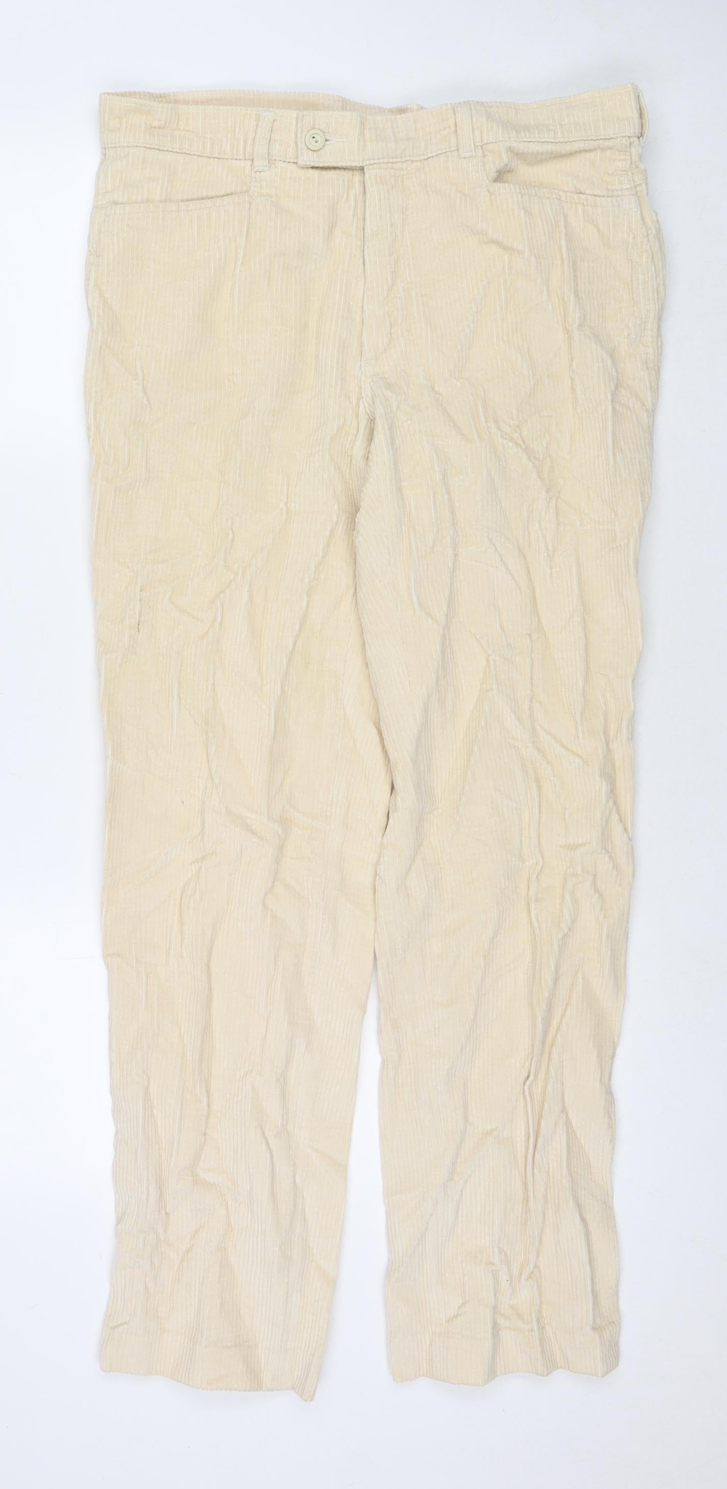 Jaeger Womens White Cotton Trousers Size 36 in L30 in Regular Zip
