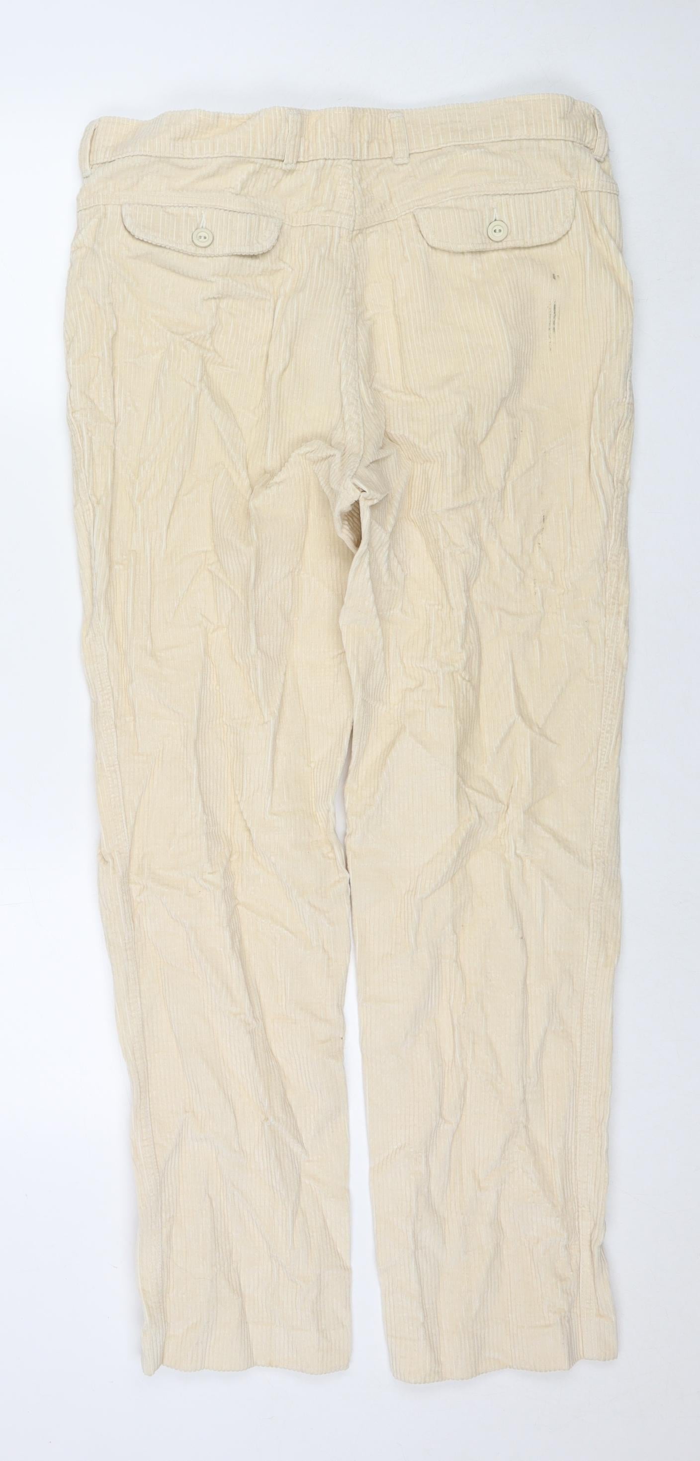 Jaeger Womens White Cotton Trousers Size 36 in L30 in Regular Zip